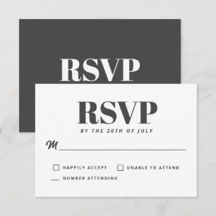 Simple RSVP minimalista moderno de carbón gris y b