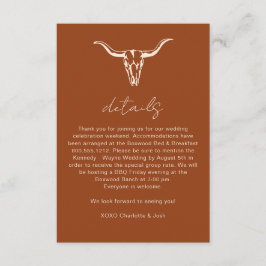 Simple Rustic Cow Skull Detalles de la tarjeta de