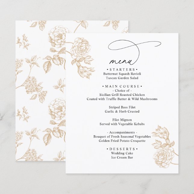 Simple Rustic Vintage Modern Wedding Menus (Anverso / Reverso)