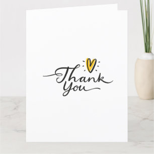 Simple Script Cute Yellow Heart Gracias Tarjeta