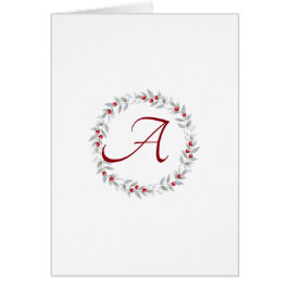 Simple Script Gris Wreath Monograma Tarjetas de no