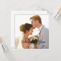 Simple Script Moderno Boda Foto Tarjeta de agradec