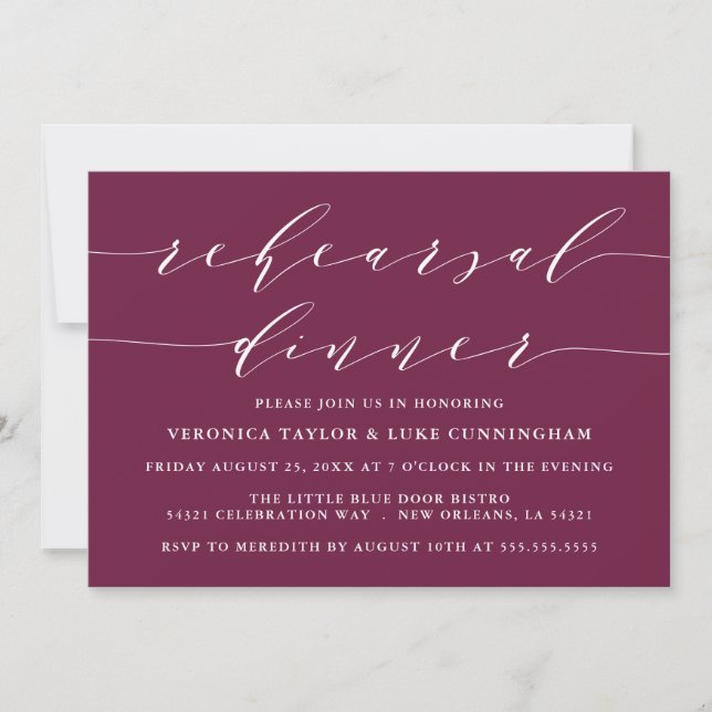 SIMPLE SCRIPT MODERNO | INVITACIÓN DE CENA REHEARS (Anverso)