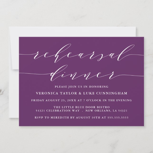 SIMPLE SCRIPT MODERNO | INVITACIÓN DE CENA REHEARS (Anverso)