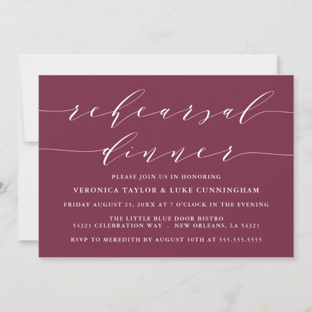 SIMPLE SCRIPT MODERNO | INVITACIÓN DE CENA REHEARS (Anverso)