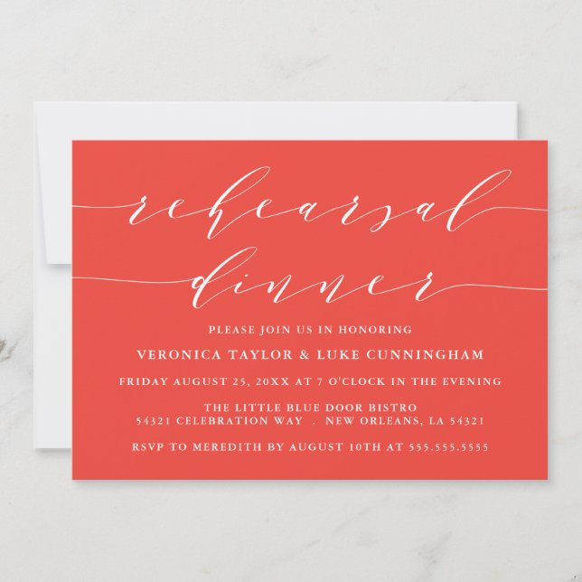 SIMPLE SCRIPT MODERNO | INVITACIÓN DE CENA REHEARS (Anverso)