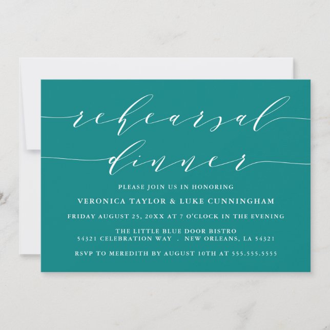 SIMPLE SCRIPT MODERNO | INVITACIÓN DE CENA REHEARS (Anverso)