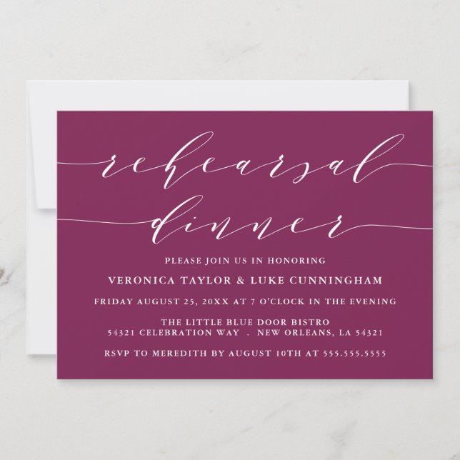 SIMPLE SCRIPT MODERNO | INVITACIÓN DE CENA REHEARS (Anverso)