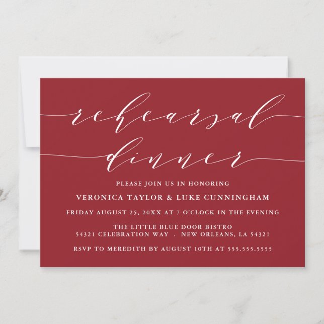 SIMPLE SCRIPT MODERNO | INVITACIÓN DE CENA REHEARS (Anverso)