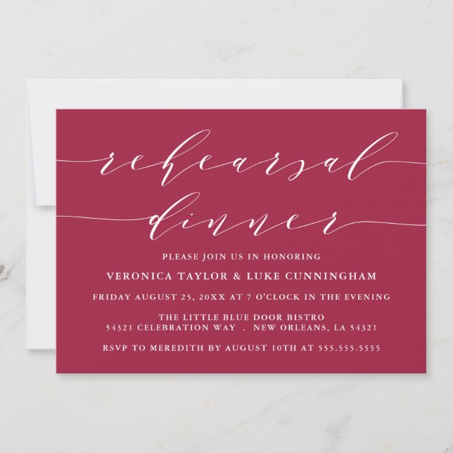 SIMPLE SCRIPT MODERNO | INVITACIÓN DE CENA REHEARS (Anverso)