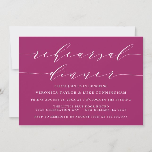 SIMPLE SCRIPT MODERNO | INVITACIÓN DE CENA REHEARS (Anverso)