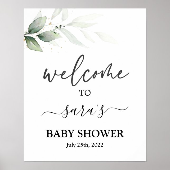 Simple señal de bienvenida de Baby Shower de verde (Frente)