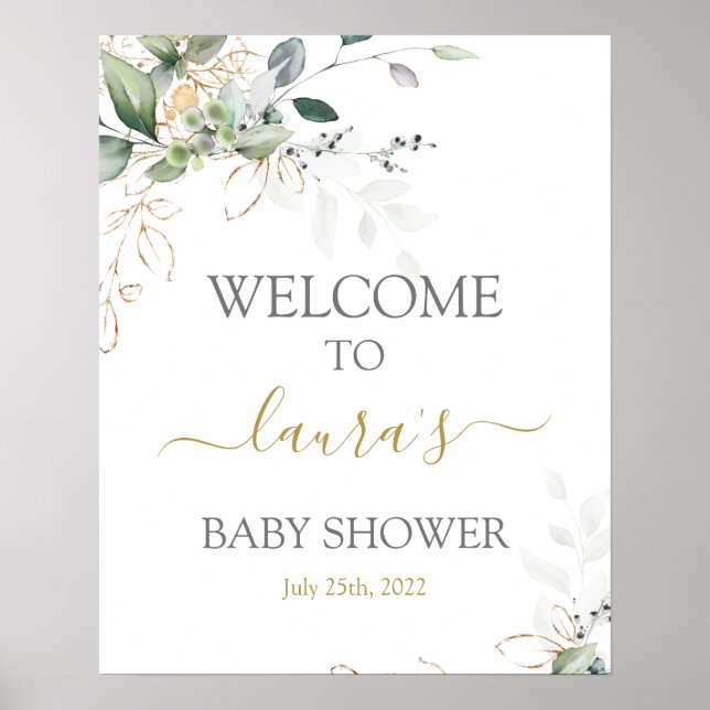 Simple señal de bienvenida de Baby Shower de verde (Frente)