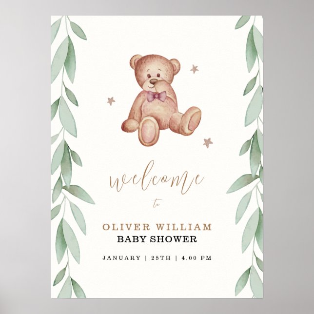 Simple señal de bienvenida de Baby Shower para el  (Frente)