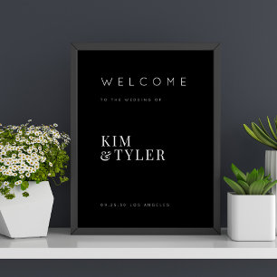 Simple señal de bienvenida de boda minimalista neg