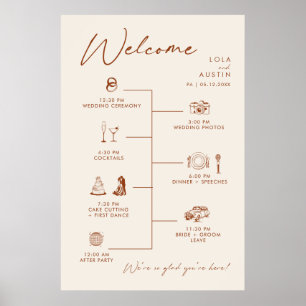 Simple Señal de Cronología de Boda Blanco Natural 