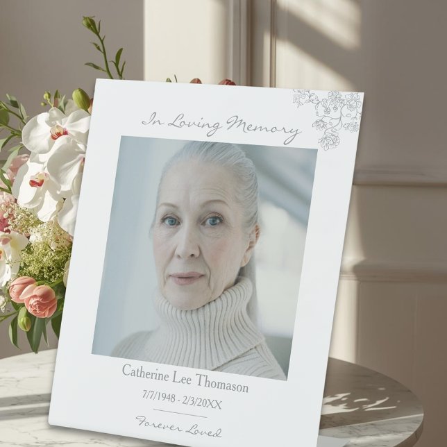 Simple Señal de pedestal de foto de funeral floral (Simple Floral Funeral Photo Pedestal Sign
)