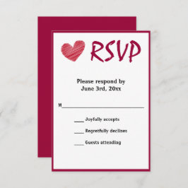 Simple Sketchy Red Heart Wedt Wedt RSVP card