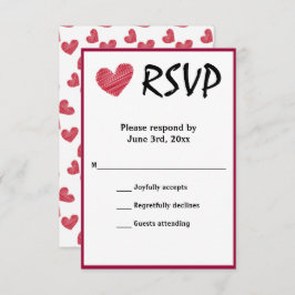 Simple Sketchy Red Heart Wedt Wedt RSVP card