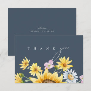 Simple Sunflower Floral Boda Agradecimiento
