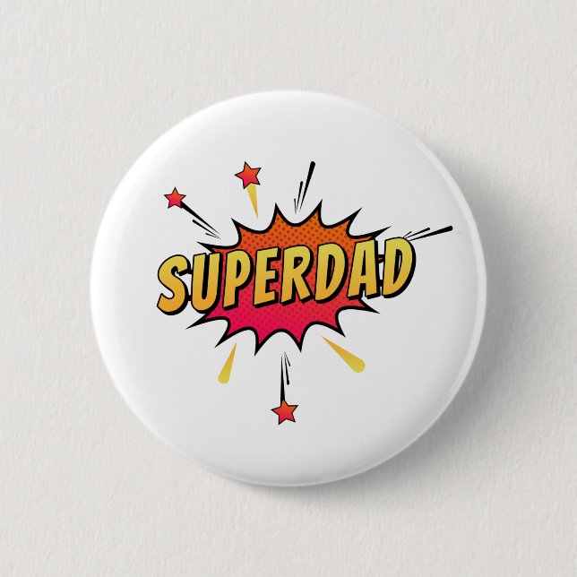 Simple Superdad Comic Retro Pop Art | Botón Pin (Anverso)