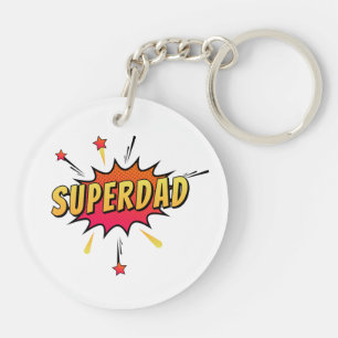 Simple Superdad Comic Retro Pop Art   Llavero