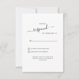 Simple Swash Tarjeta de Respuesta de Boda Blanca R