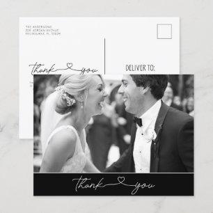 Simple Tarjeta de Agradecimiento Corazón Foto Boda