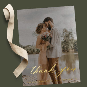 Simple Tarjeta de agradecimiento de boda con calig