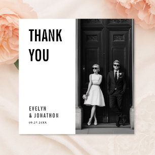 Simple tarjeta de agradecimiento de boda con foto