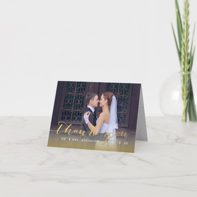 Simple Tarjeta de agradecimiento de boda con guión (Anverso)