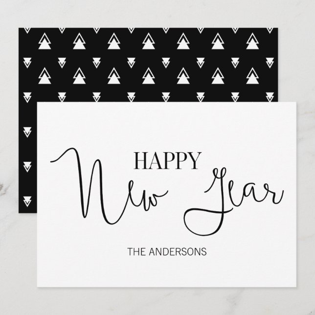 Simple tarjeta de Año Nuevo Feliz (Anverso / Reverso)