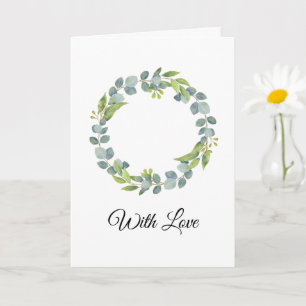 Simple tarjeta de boda con corona de eucalipto - E