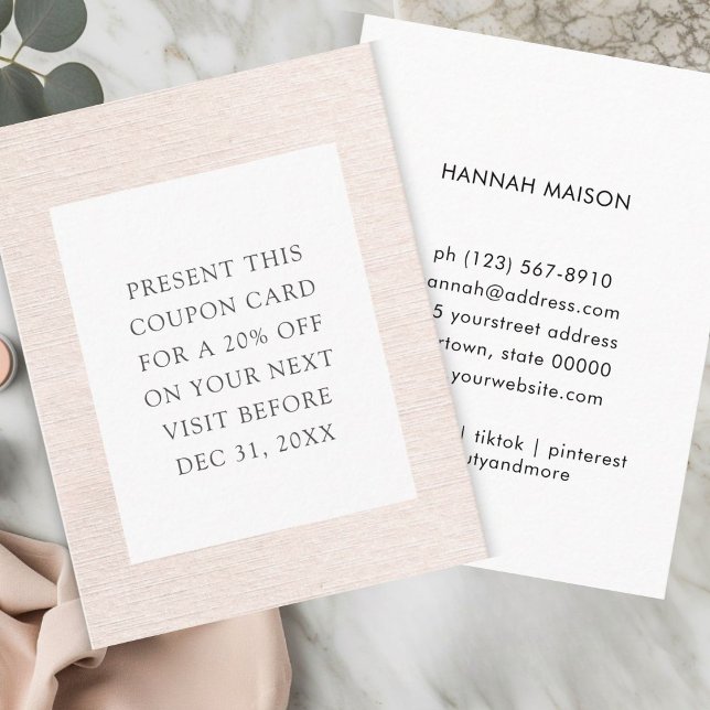 Simple tarjeta de descuento Minimalista moderno de (Simple Beige Modern Minimalist discount card)