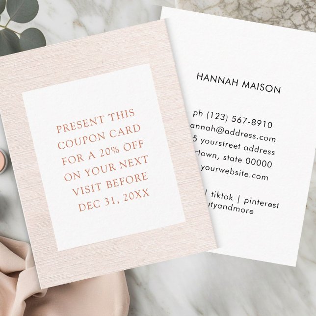 Simple tarjeta de descuento Minimalista moderno de (Simple Beige Modern Minimalist discount card)