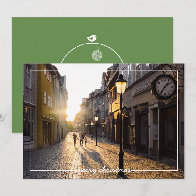 Simple tarjeta de foto superpuesta de marco navide (Anverso / Reverso)