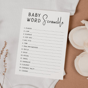 Simple tarjeta de juego neutra para niños Word Scr