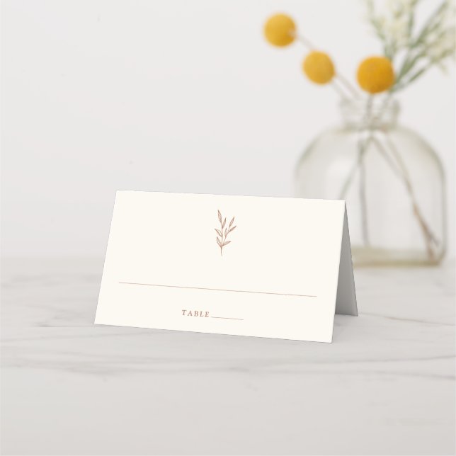 Simple tarjeta de lugar Boda Naranja quemado botán (Anverso)