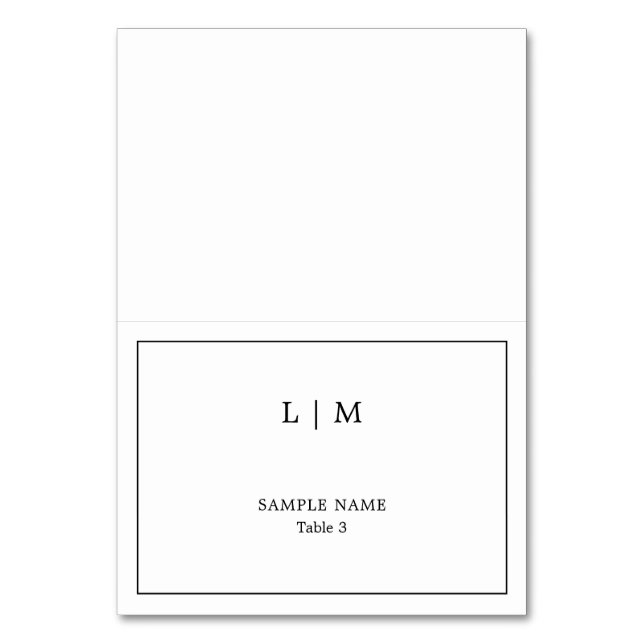 Simple tarjeta de lugar de boda elegante en blanco (Anverso)