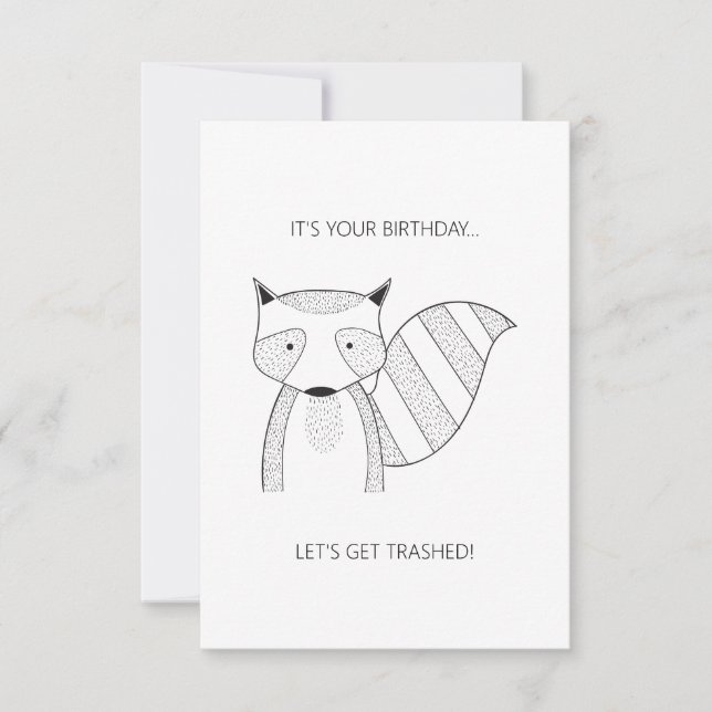 Simple tarjeta de mapache "Es tu cumpleaños" (Anverso)