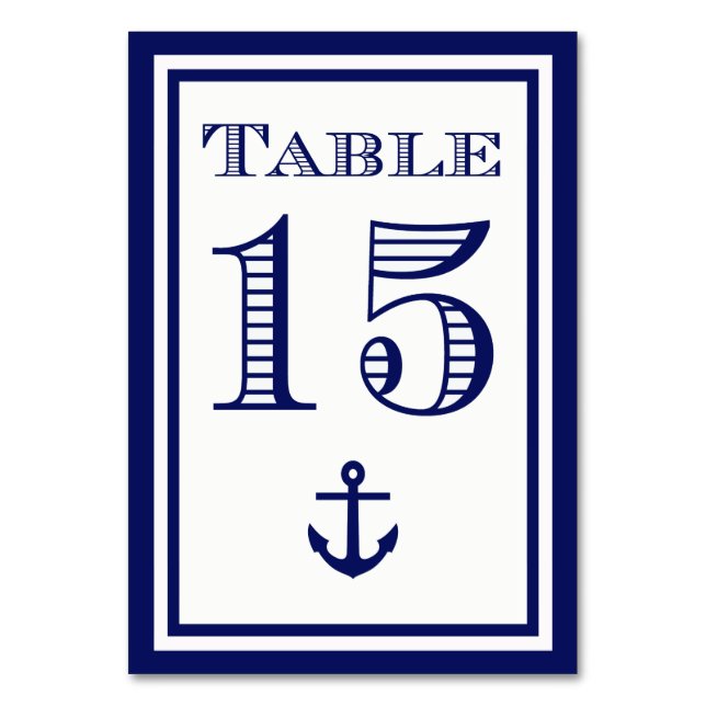 Simple tarjeta de mesa de anclaje azul de la marin (Anverso)