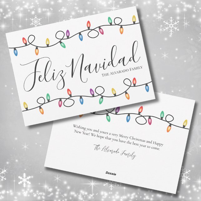 Simple Tarjeta de Navidad Feliz Navidad (Simple Lights Feliz Navidad Christmas Card )