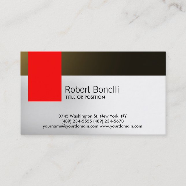 Simple tarjeta de presentación moderna de oro rojo (Anverso)