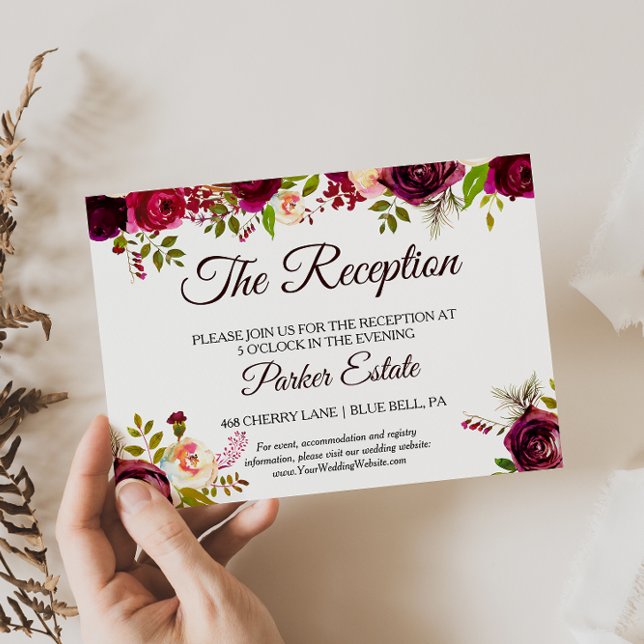 Simple tarjeta de recepción de bodas florales de B (Subido por el creador)