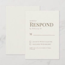 Simple Tarjeta de Respuesta de Boda de Texto Dorad