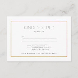 Simple tarjeta de respuesta rsvp de boda Gold Fram