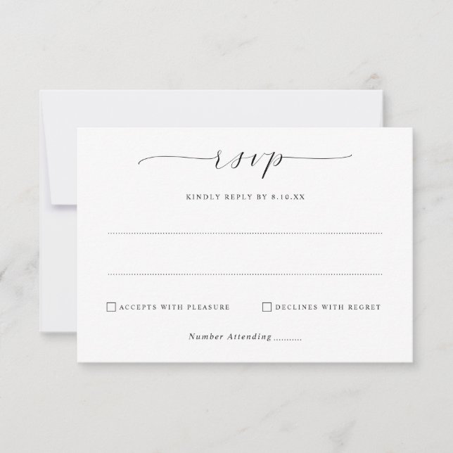 Simple Tarjeta de RSVP Minimalista para Boda (Anverso)