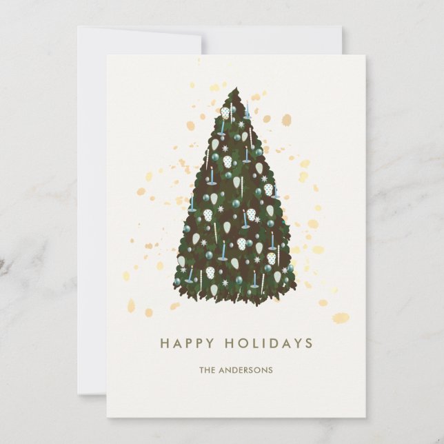 Simple tarjeta de vacaciones de Navidades blancos  (Anverso)
