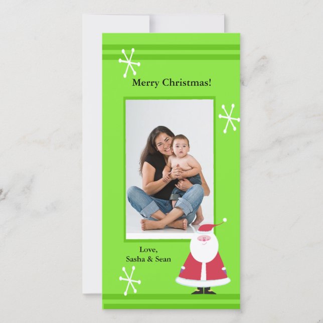 Simple tarjeta fotográfica navideña navideña Santa (Anverso)