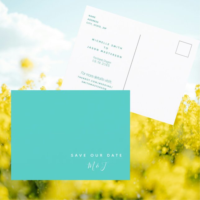Simple Tarjeta Postal de Boda de Turquesa para Gua (Subido por el creador)